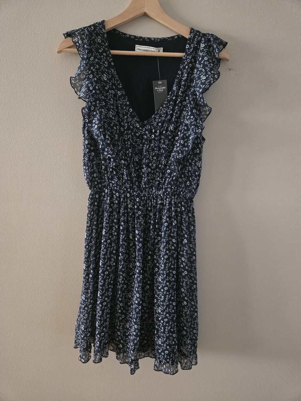 Abercombie Fitch Ditzy-print Floral Mini Dress Ruffles Navy Flowy